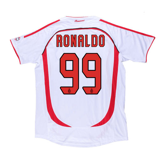 Retro RONALDO #99 AC Milan Mens Away Soccer Jersey UCL 2006/07 White
