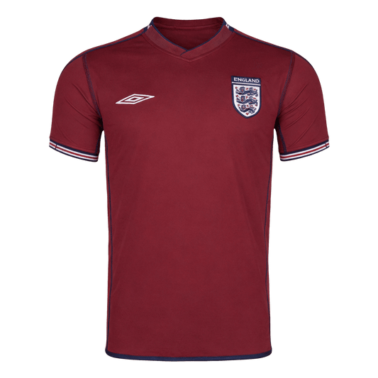 Retro England Mens Away Soccer Jersey 2002 Red