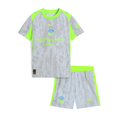 Manchester City Kids Third Away Soccer Kit 2025/26 Gray