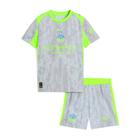 Manchester City Kids Third Away Soccer Kit 2025/26 Gray