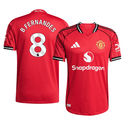 B.FERNANDES #8 Manchester United Mens Home Soccer Jersey 2025/26 Red - Player Version