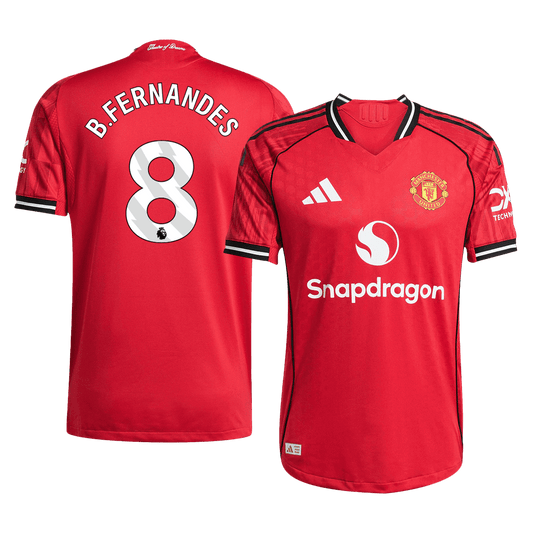 B.FERNANDES #8 Manchester United Mens Home Soccer Jersey 2025/26 Red - Player Version