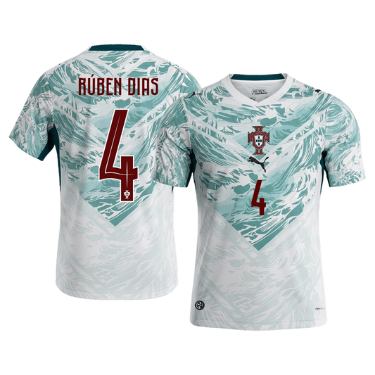 RÚBEN DIAS #4 Portugal Mens Away Soccer Jersey World Cup 2026 White&Green