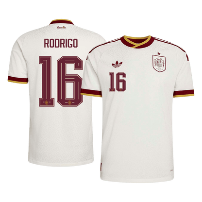 RODRIGO #16 Spain Mens Away Soccer Jersey World Cup 2026 White - Player Version