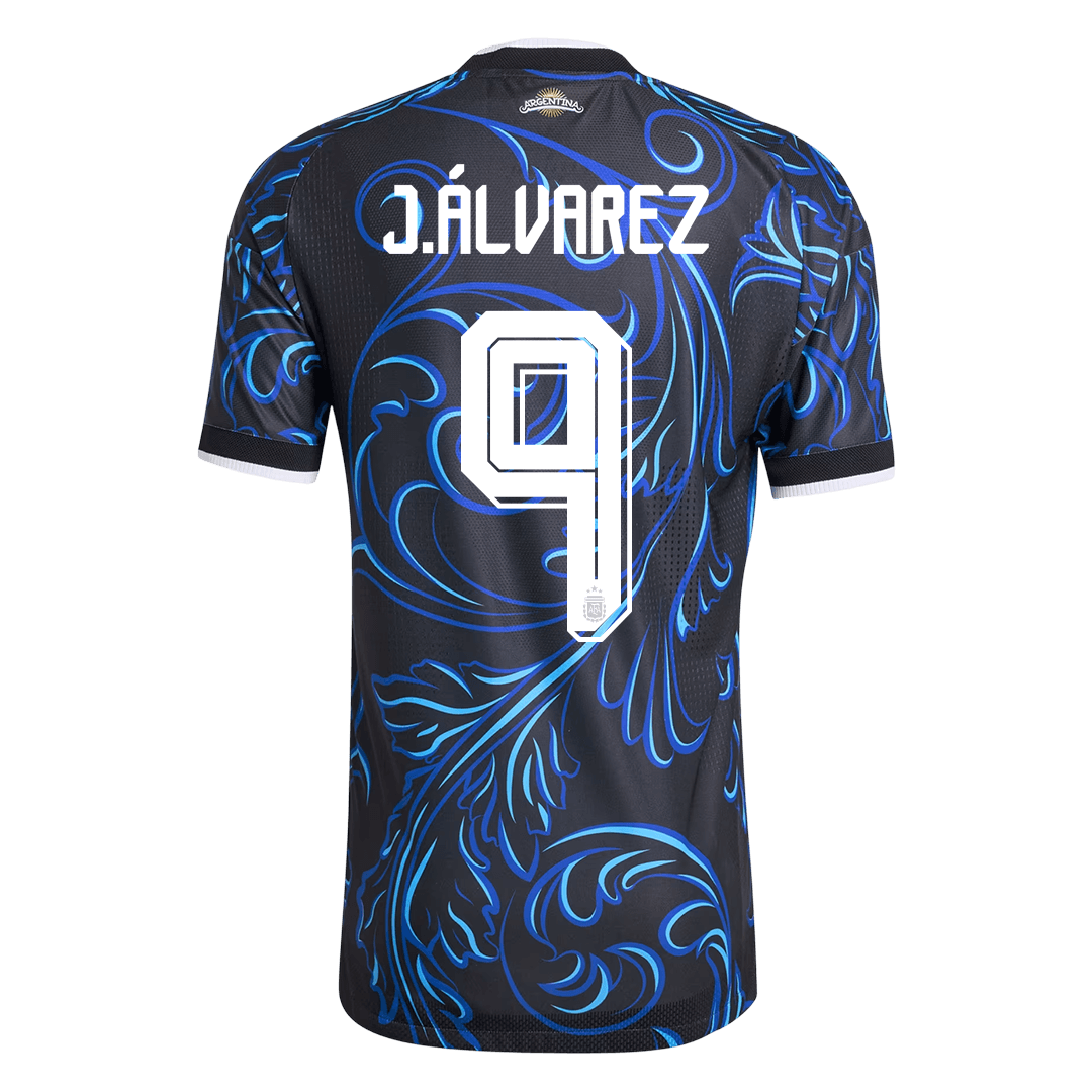J. ÁLVAREZ #9 Argentina Mens Away Soccer Jersey World Cup 2026 Black - Player Version