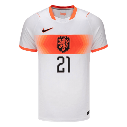 F.DE JONG #21 Netherlands Mens Away Soccer Jersey World Cup 2026 White