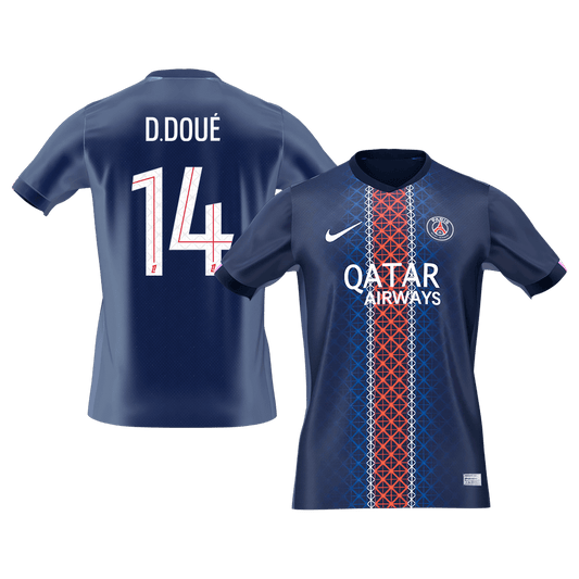 D.DOUÉ #14 PSG Mens Home Soccer Jersey 2025/26 Navy [PREMIUM]