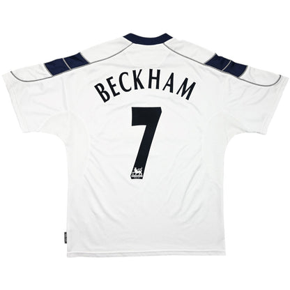 Retro BECKHAM #7 Manchester United Mens Away Soccer Jersey 2000/01 White