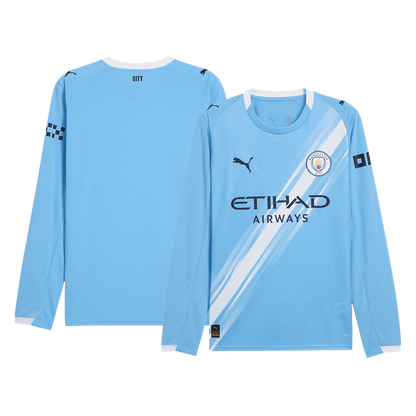 Manchester City Mens Home Long Sleeve Soccer Jersey 2025/26 Blue