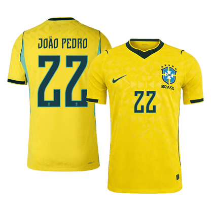 JOÃO PEDRO #22 Brazil Mens Home Soccer Jersey World Cup 2026 Yellow - Player Version