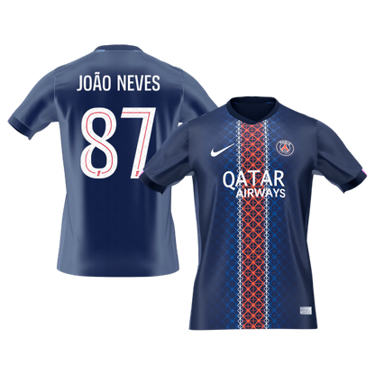 JOÃO NEVES #87 PSG Mens Home Soccer Jersey 2025/26 Navy [PREMIUM]