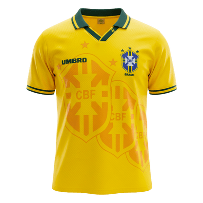 Retro Brazil Mens Home Soccer Jersey 1994 Yellow