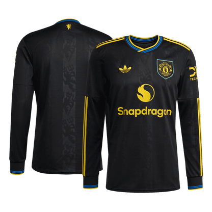 Manchester United Mens Third Away Long Sleeve Soccer Jersey 2025/26 Black
