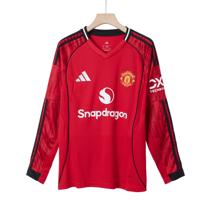 Manchester United Mens Home Long Sleeve Soccer Jersey 2025/26 Red