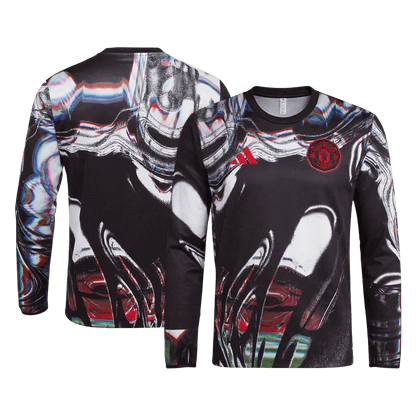 Manchester United Mens Pre-Match Long Sleeve Soccer Jersey 2025/26 Black