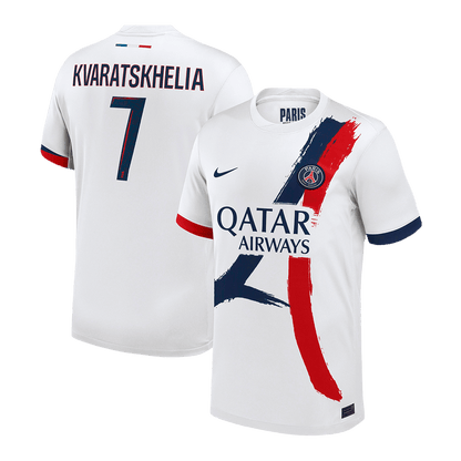KVARATSKHELIA #7 PSG Mens Away Soccer Jersey 2025/26 White