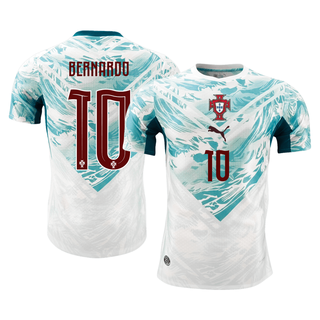 BERNARDO #10 Portugal Mens Away Soccer Jersey World Cup 2026 White&Green - Player Version