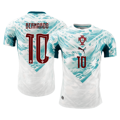 BERNARDO #10 Portugal Mens Away Soccer Jersey World Cup 2026 White&Green - Player Version