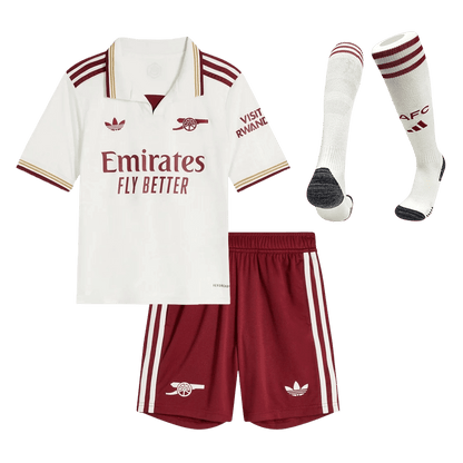 Arsenal Kids Third Away Soccer Full Set 2025/26 White