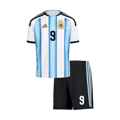 J.ÁLVAREZ #9 Argentina Kids Home Soccer Kit World Cup 2026 Blue&White [PREMIUM]