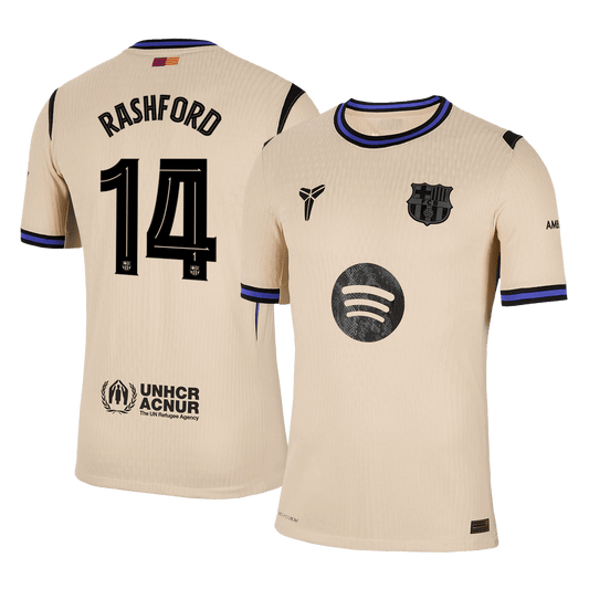 RASHFORD #14 Barcelona Mens Away Soccer Jersey UCL 2025/26 Yellow - Player Version