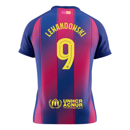 LEWANDOWSKI #9 Barcelona Mens Home Soccer Jersey UCL 2025/26 Red&Blue [PREMIUM]