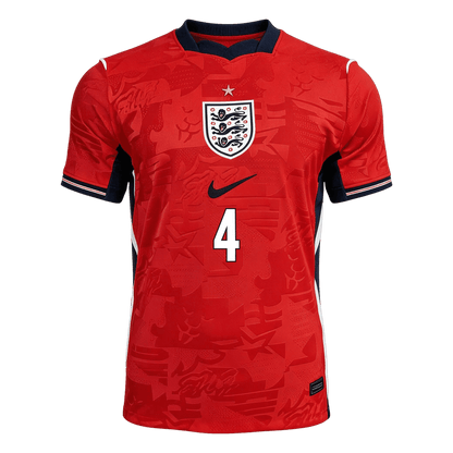 RICE #4 England Mens Away Soccer Jersey World Cup 2026 Red - Player Version