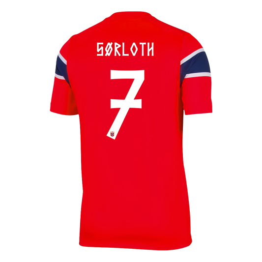 SØRLOTH #7 Norway Mens Home Soccer Jersey World Cup 2026 Red