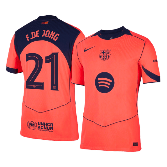 F.DE JONG #21 Barcelona Mens Third Away Soccer Jersey UCL 2025/26 Orange - Player Version