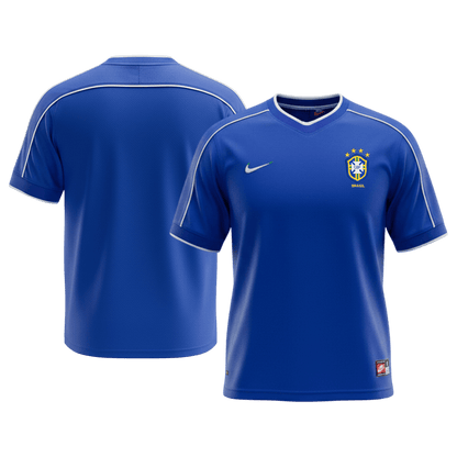 Retro Brazil Mens Away Soccer Jersey 1998 Blue