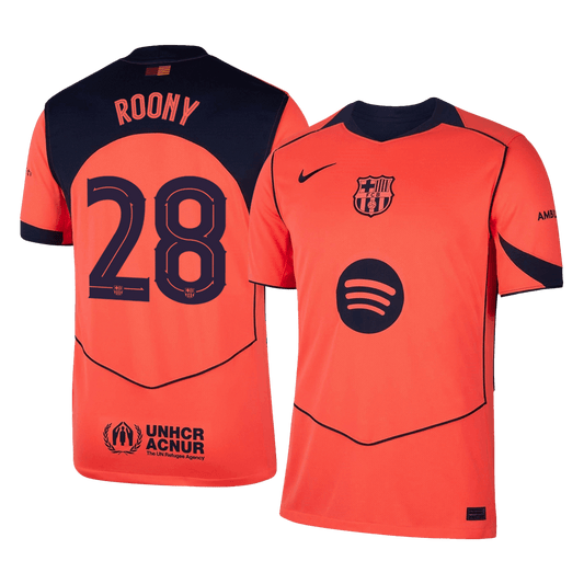 ROONY #28 Barcelona Mens Third Away Soccer Jersey 2025/26 Orange