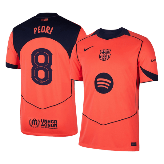 PEDRI #8 Barcelona Mens Third Away Soccer Jersey UCL 2025/26 Orange