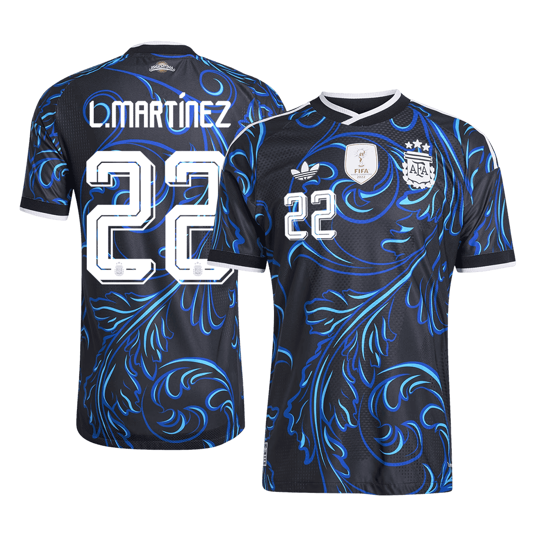 L. MARTÍNEZ #22 Argentina Mens Away Soccer Jersey World Cup 2026 Black - Player Version