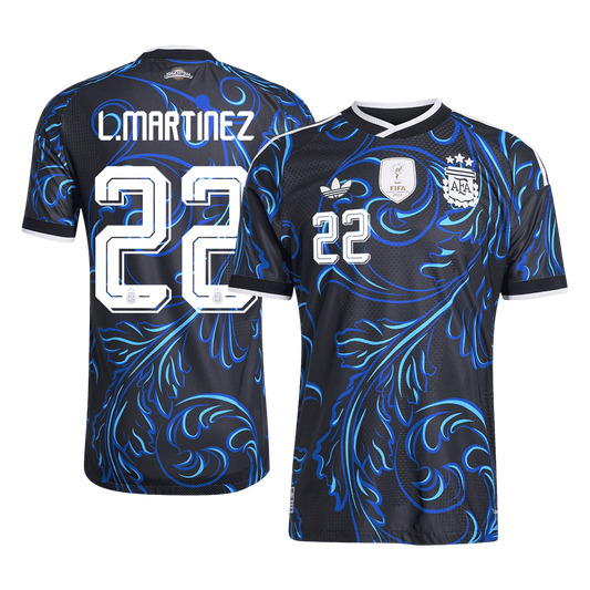 L. MARTINEZ #22 Argentina Mens Away Soccer Jersey World Cup 2026 Black - Player Version