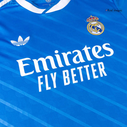 Real Madrid Mens Third Away Long Sleeve Soccer Jersey 2025/26 Blue