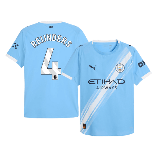 REIJNDERS #4 Manchester City Mens Home Soccer Jersey 2025/26 Blue - Player Version