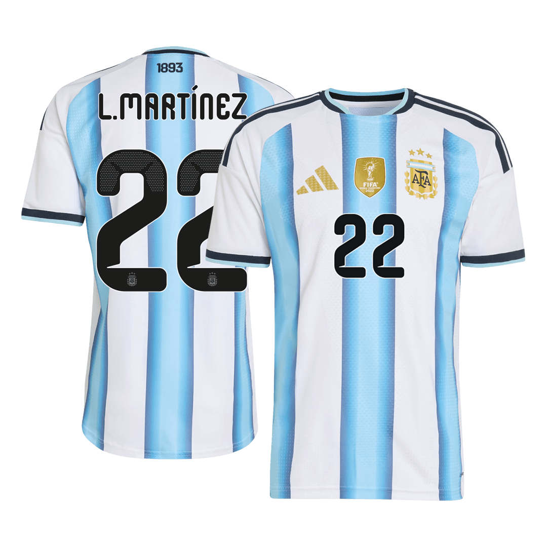 L.MARTÍNEZ #22 Argentina Mens Home Soccer Jersey World Cup 2026 Blue&White - Player Version