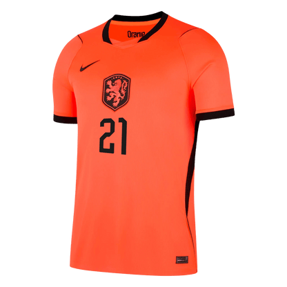 F.DE JONG #21 Netherlands Mens Home Soccer Jersey World Cup 2026 Orange