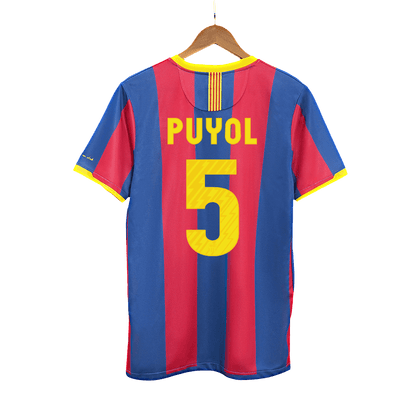 Retro PUYOL #5 Barcelona Mens Home Soccer Jersey 2010/11 Red&Blue