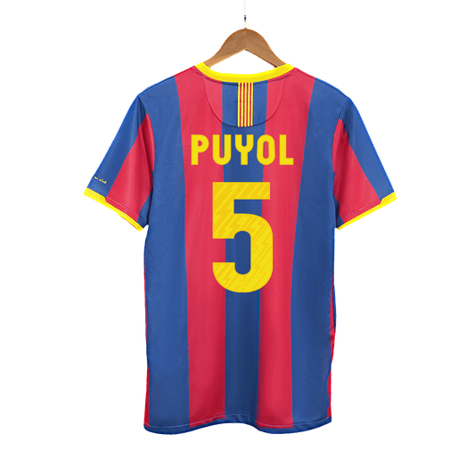 Retro PUYOL #5 Barcelona Mens Home Soccer Jersey 2010/11 Red&Blue