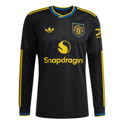 Manchester United Mens Third Away Long Sleeve Soccer Jersey 2025/26 Black