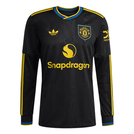 Manchester United Mens Third Away Long Sleeve Soccer Jersey 2025/26 Black
