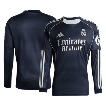 Real Madrid Mens Away Long Sleeve Soccer Jersey 2025/26 Navy