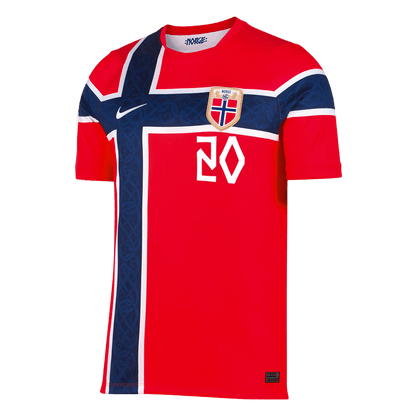 NUSA #20 Norway Mens Home Soccer Jersey World Cup 2026 Red