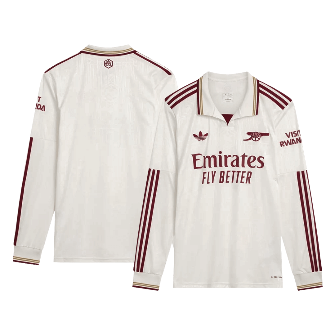 Arsenal Mens Third Away Long Sleeve Soccer Jersey 2025/26 White