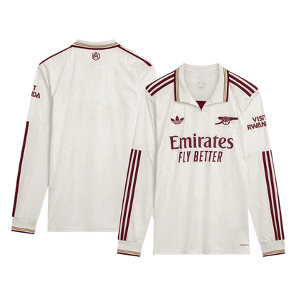 Arsenal Mens Third Away Long Sleeve Soccer Jersey 2025/26 White