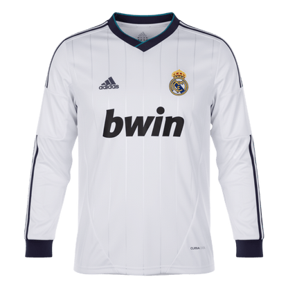 Retro Real Madrid Mens Home Long Sleeve Soccer Jersey 2012/13 White