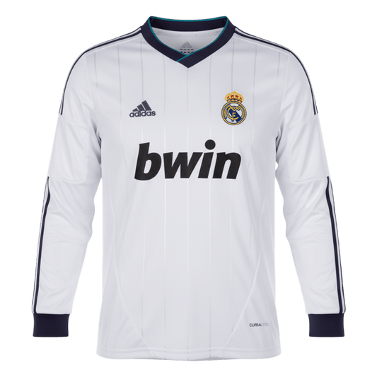 Retro Real Madrid Mens Home Long Sleeve Soccer Jersey 2012/13 White