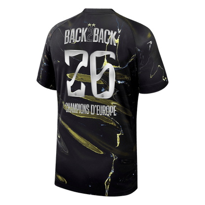 Champions of Europe #26 PSG Mens Soccer Jersey 2025/26 Black