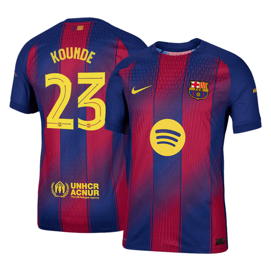 KOUNDE #23 Barcelona Mens Home Soccer Jersey UCL 2025/26 Red&Blue - Player Version
